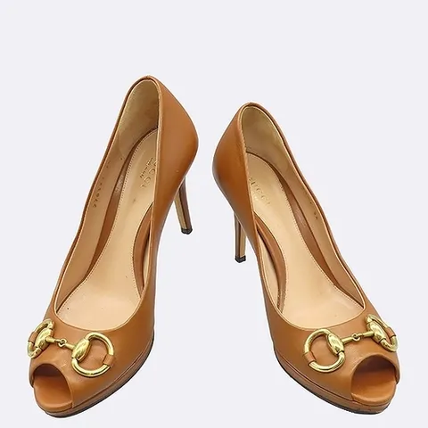 구찌 고이비토 중고명품 Gucci(구찌) 270327 브라운 레더 홀스빗 장식 여성용 구두 - 36사이즈