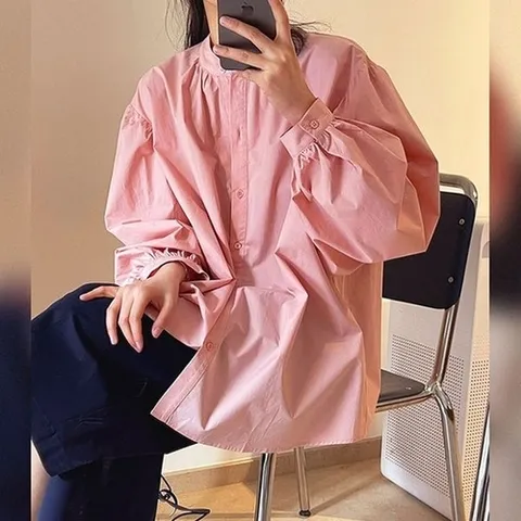 무드무드 크로마 루즈핏 퍼프 셔츠_P356109390