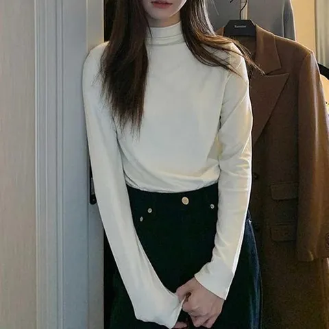 셀러허브 1 [HYIIKKK1_4A]여성반팔티 무지 반폴라 긴팔 티셔츠 슬림핏 (23074598)