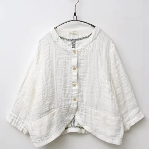 셀러허브 패션 여자 베이직 코튼 린넨 7부 셔츠