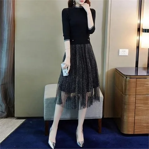 무드무드 글리터 시스루 쉬폰 투피스_P079492075