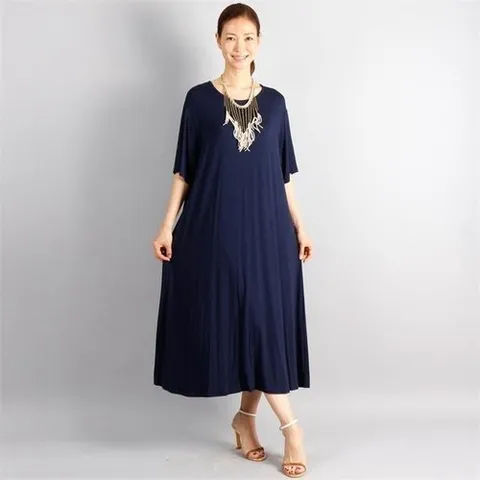 셀러허브 패션 빅사이즈사랑해요 2361L106 쿨링 무지 롱 원피스 WW