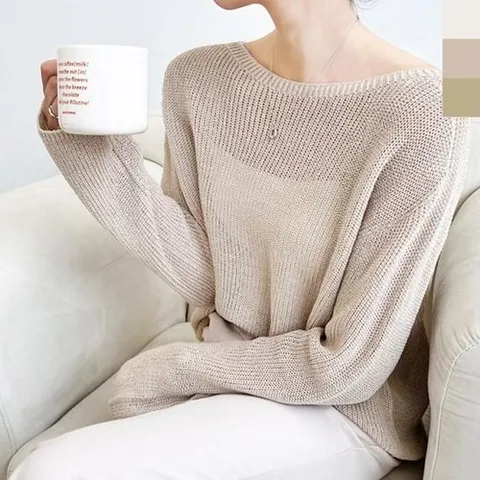 셀러허브 패션 [QNT60Z9C_58]보트넥 홀가먼트 니트 레이어드 긴팔 1P