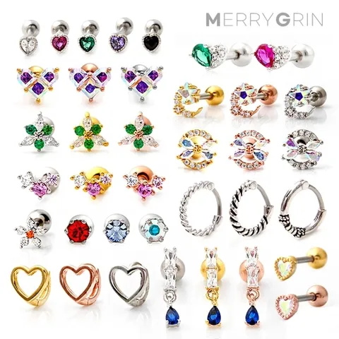 메리그린 [1+1] 데일리 써지컬 피어싱 링 귀걸이 유니크 아이템