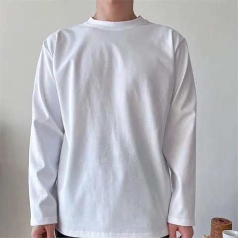 셀러허브 패션 남자 기본 스판 라운드넥 무지 긴팔 티셔츠