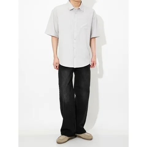 HARRISON 오버핏 구김방지 스판 반팔 셔츠 HA-1047 THEC1030_P420349615