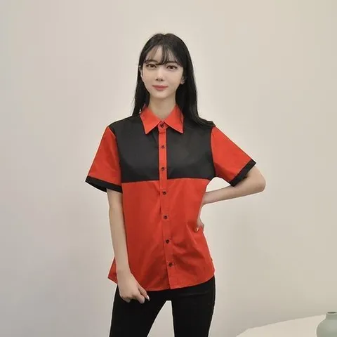 셀러허브 1 [XBH83KL8]교복몰 컬러 배색 반팔셔츠 3colors 남녀공용 (15640155)