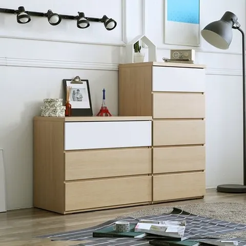 텐스페이스 아르메 콤비 서랍장 세트(와이드3단 + 600 5단) (속깊은 대형 수납장 화장대 ) (수도권무배)