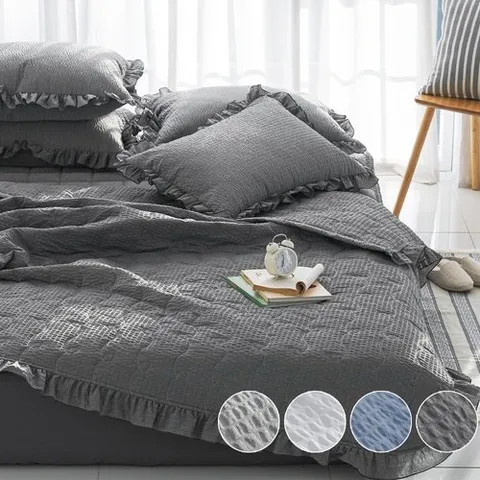 바숨 선염 시어서커 여름이불+패드+베개커버 침구세트 퀸 Q
