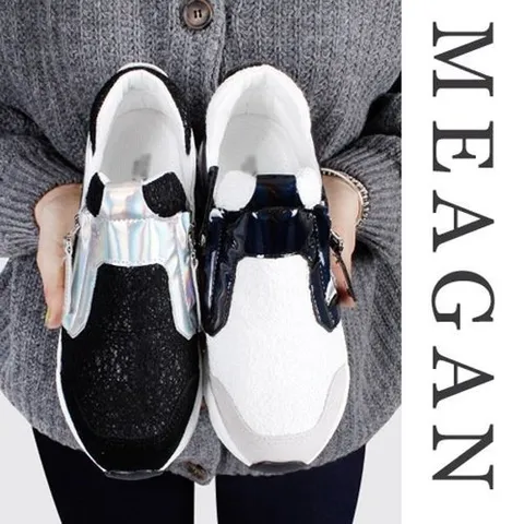 슈앤필 발편한 여성 키높이 옆지퍼 운동화 스니커즈 단화 슬립온 매건_P031431986