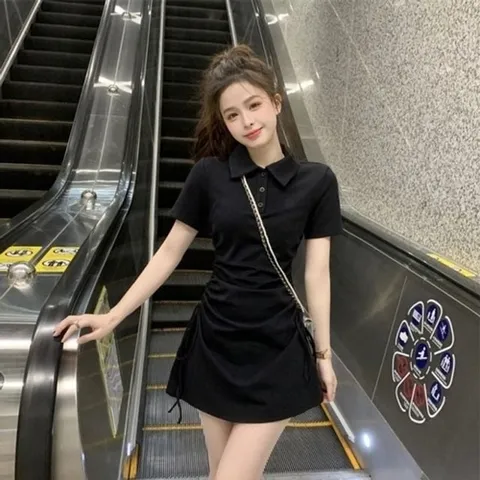 기타 얇은 찰랑원피스 카라 냉장고 셔링 찰랑 스트링 골지 (KYR-WD8CC4B)