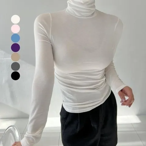 셀러허브 패션 1+1 7컬러 여성목티 폴라히트텍 얇은 이너목폴라 (28510029A)