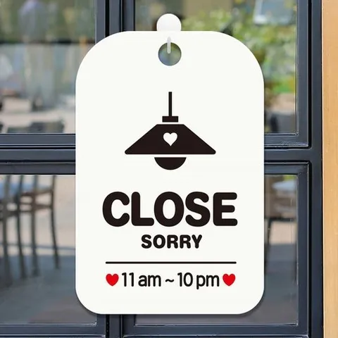 패션플러스 [셀럽하우스] CLOSE BIMRTQXR 11am-10pm1 걸이형 사각 안내표지판 화이트