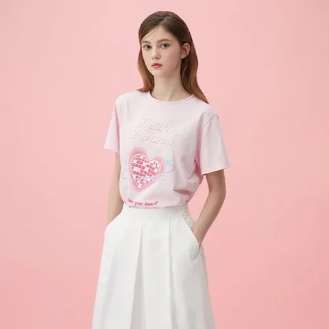 플라스틱아일랜드 스페이스 하트프린트 티셔츠DG