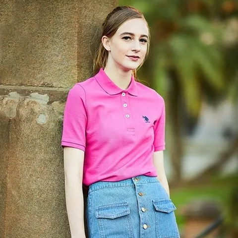 USPA 화이트라벨 여름 여성 PQ티셔츠핑크HWP19-TS201_P343503945