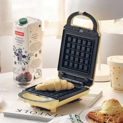 위즈웰 WSW-6205 옐로우 1구 샌드위치메이커 와플메이커 크로와플 크로플 와플기 와플팬