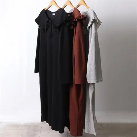 셀러허브 패션 빅사이즈사랑해요 F525L110 긴팔프릴포켓롱원피스 RA