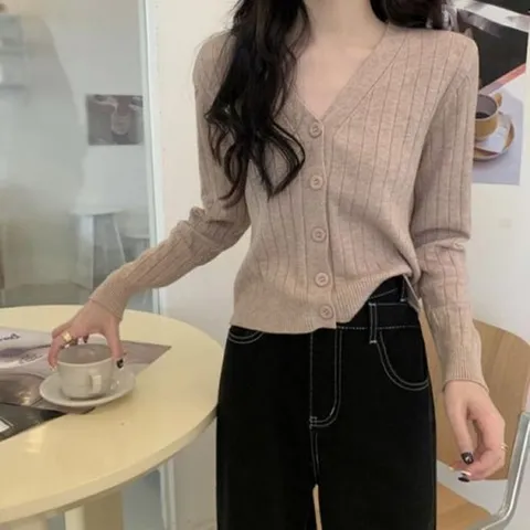 셀러허브 패션 모던 골지 브이넥 니트 가디건 11color SL_1004574