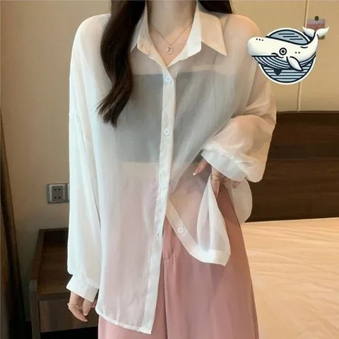 셀러허브 패션 [오노마] ONM 여름 시스루 긴팔 셔츠 얇고 가벼운 데일리룩 (32101213)