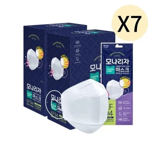 셀러허브 생활리빙 모나리자 끈조절 KF94 마스크 대형 화이트 60매 X 7 (33268545)