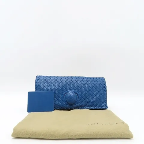 보테가베네타 고이비토 중고명품 BOTTEGAVENETA(보테가베네타) 274473 블루 레더 인트레치아토 나파 위빙 클러치백