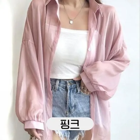 셀러허브 패션 [오노마] ONM 베리노블 여성 린넨 긴팔 핑크색 셔츠 시스루 루 (40831805)