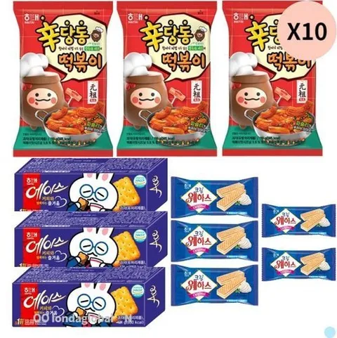 셀러허브 식품 신당동떡볶이 30개 외 1종 크림웨하스 50개 과자 간식 (17828453)