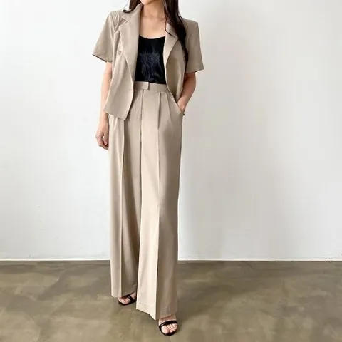 셀러허브 패션 [BELLA.DOI] 반팔 와이드 여름 수트셋업 세트