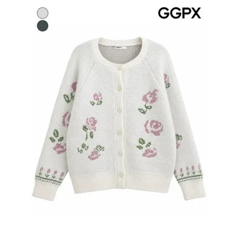 지지피엑스 [GGPX] 로즈 플로럴 짜임 가디건 (GQ9KG003F)