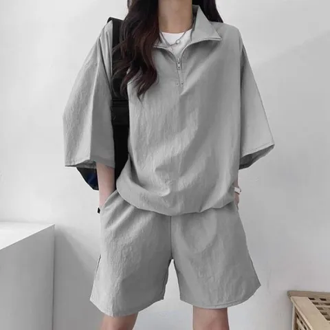 아노락 여름트레이닝세트 반집업 루즈핏 여성 운동복세트 OFS-TRNST8..