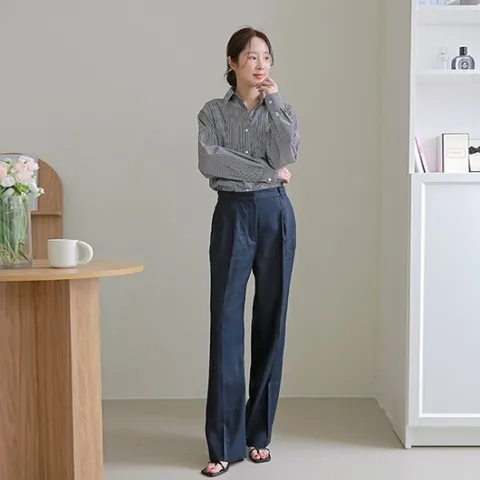 [최초가 89,000원][르포엠]프렌치 린넨100 로리타 와이드 팬츠