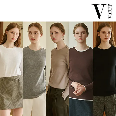 [25FW 최신상]브이컷 텐션 리브 티셔츠 5종