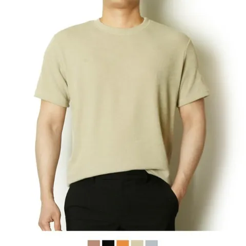 11188989-남자반팔티여름반팔니트티기본티셔츠베이지