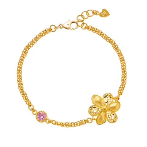 한국금다이아몬드 여자 순금 팔찌 포인트 큐빅 꽃 24K 7.5g 18K장식