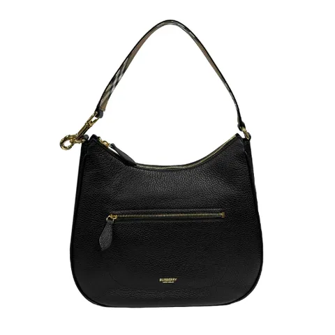버버리 호보 숄더백 81046821 그레인 레더 블랙