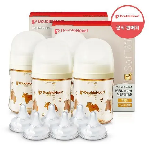 더블하트 모유실감 3세대 PPSU 헬로베이비  말랑이 160ml 트윈팩 2개+3세대 젖꼭지(2입) 3개