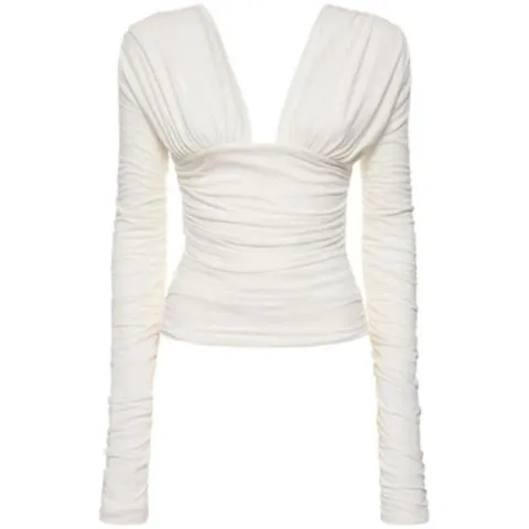 25 FW 인테리어 The Vera 더 베라 프론트 브이컷넥라인 코튼 포플린 탑 화이트