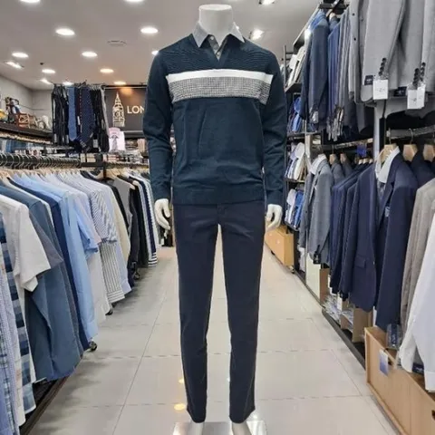 런던포그 HL01 포인트 카라 레이어드니트 하운드투스 레이어드 카라니트티셔츠 L (S40261253)