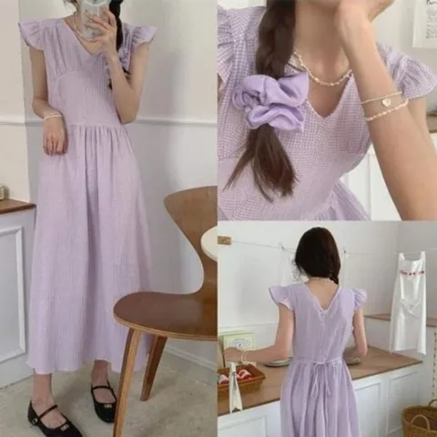 넥라인 롱원피스 러플 미니원피스 민소매 원피스 브이