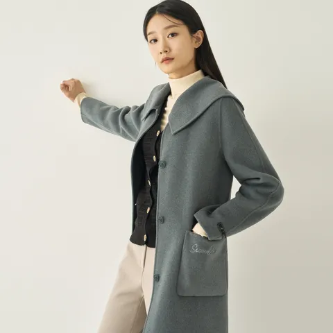 [지센] (2컬러) 울 캐시미어 세일러 핸드메이드 코트 LFLCNA06