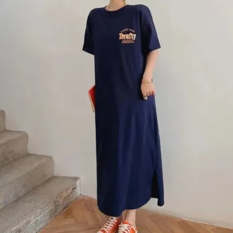 허그허그 / 2color 라운드 롱 레터링 원피스