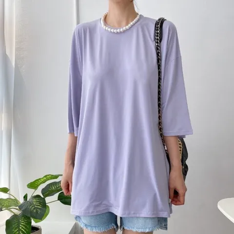 아이우먼 라운드넥컬러쿨반팔티 RAK096M509 빅사이즈