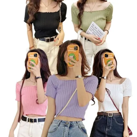 골지 넥밴딩 여성 여름 크롭 티셔츠 크롭탑 큐티탑