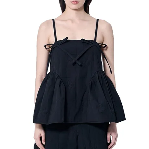 25 FW 세실리에 반센 Akira 아키라 보우 디테일 크링클 피니쉬 탑 블랙 1 25RTW11004 AT