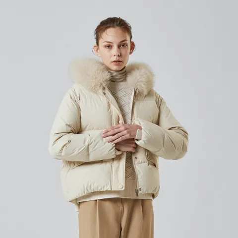 [로안] 폭스 퍼 후드 에센셜 구스다운