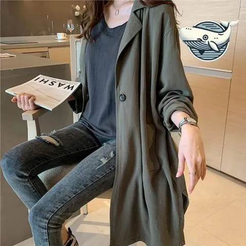 가벼운 여성 린넨 롱자켓 세련된 카라 긴팔 린넨재킷 리넨자켓