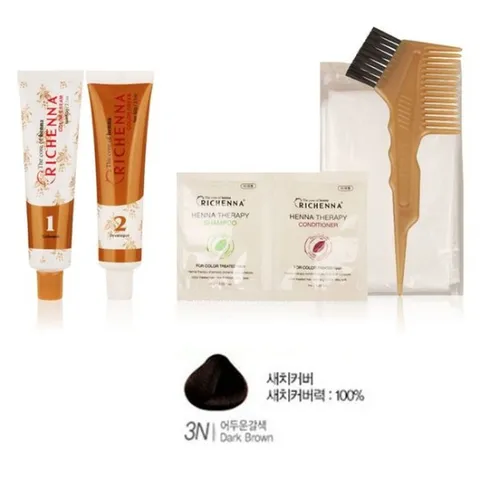 탄력 있고 윤기 있는 머릿결 헤나 염색약 어두운갈색