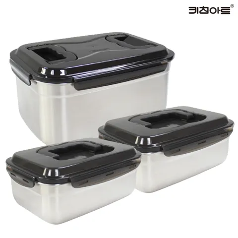 키친아트 스텐레스 밀폐용기 김치통세트 3종F(1호+1호+4호)