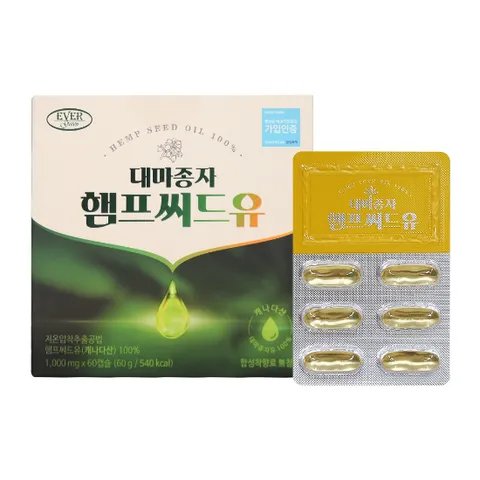 에버그린 대마종자 햄프씨드유 1,000mg x 60캡슐 x 4개