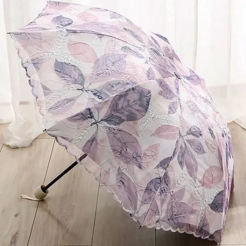 (LND) 고급스런 나뭇잎 레이스 자수 UV차단 자외선차단 양산 선블록..